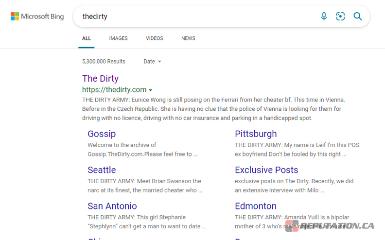 Bing TheDirty Search